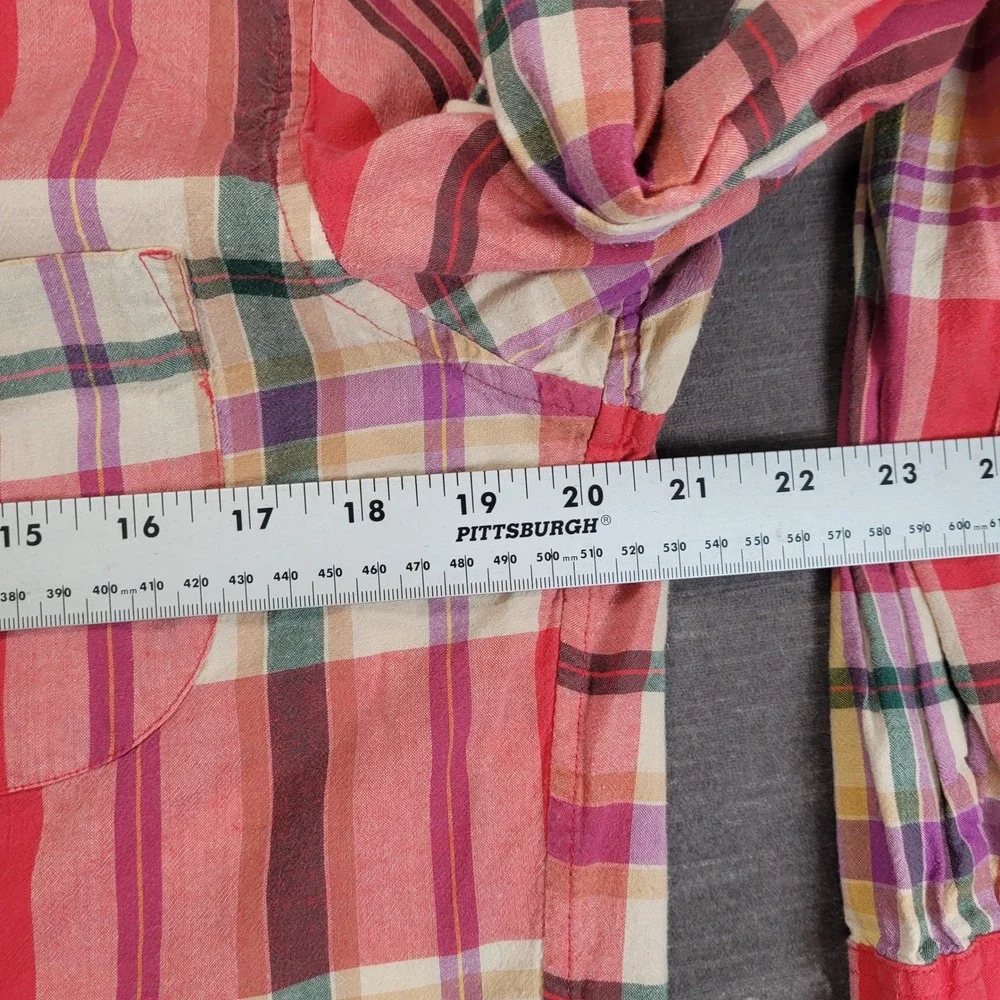 J.Crew Y2K Mens Indian Madras Slim Fit Plaid Button Down Shirt Red Pink Medium M